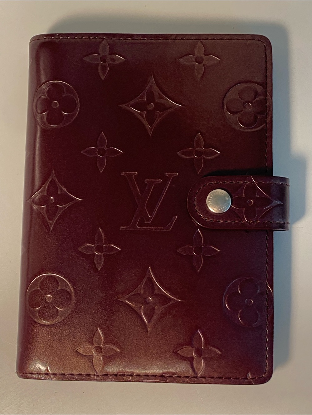 Vintage Louis Vuitton Matte Vernis Agenda PM In Burgundy COA - Picture 4 of 12